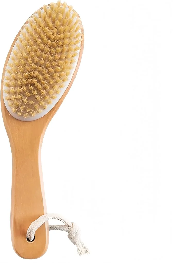 Safe Dry Brushing Body Brush with Contoured Wooden Handle Natural Bristle Prestigious