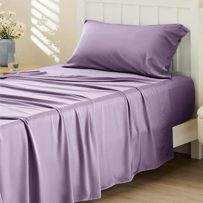 Smart Bedsure Cooling Sheets Twin XL Rayon Derived from Bamboo PureWoven Breathable amp Soft Twin XL Sheet Sets Deep Pocket Up to 16 Inches Hotel Luxury Silky Dorm Bedding for Hot Sleepers Lilac Premium Material
