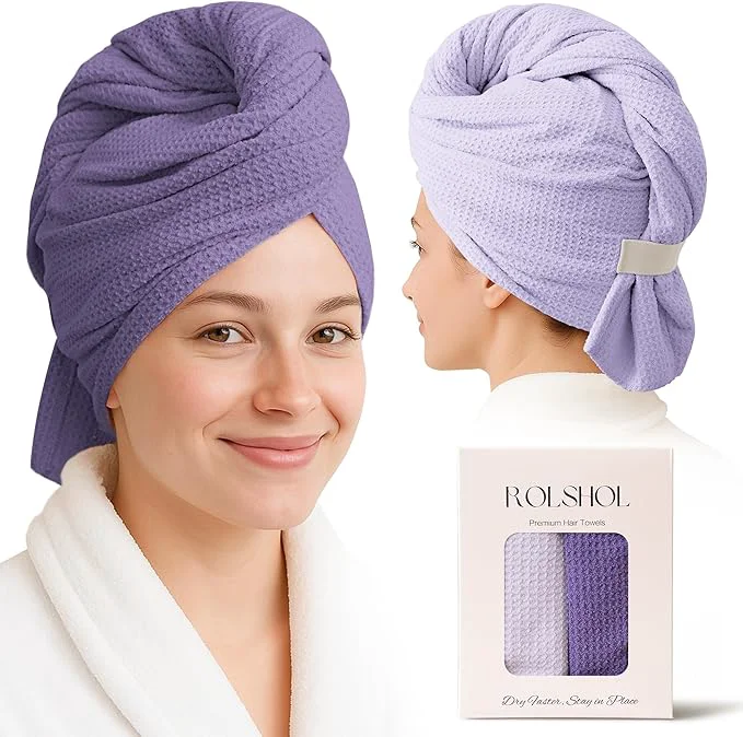 Soft ROLSHOL 2 Pack Microfiber Hair Towel Wrap Responsible