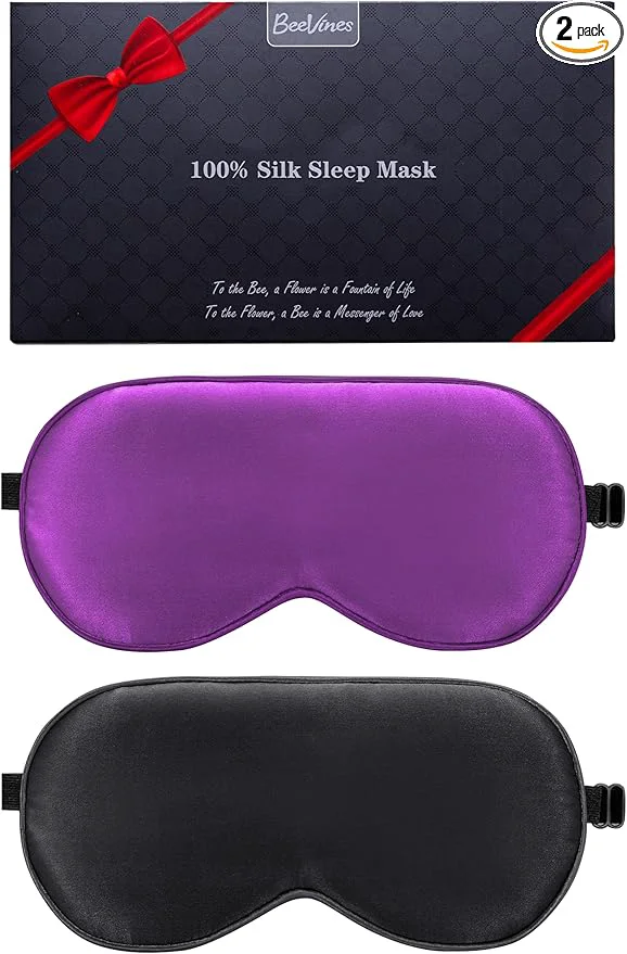 Professional BeeVines Mulberry Silk 2 Pack Sleep Mask Pure Silk Eye Masks Optimized