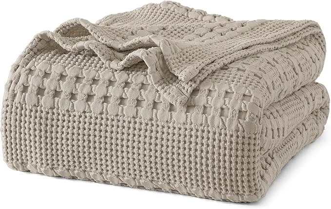 Safe PHF Cotton Waffle Weave Blanket King Size for Bed Soft Lightweight amp Breathable for Spring and Summer All-Season Comfort Luxury Aesthetic Blanket for Home Decor 108 quot x90 quot Pearl Gray Traditional
