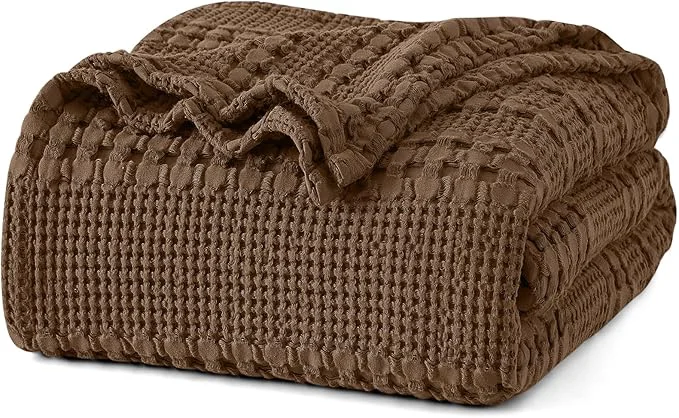 Original Design PHF Cotton Waffle Weave Blanket Queen Size for Bed Soft Lightweight amp Breathable for Spring and Summer All-Season Comfort Luxury Aesthetic Blanket for Home Decor 90 quot x90 quot Chocolate Safe