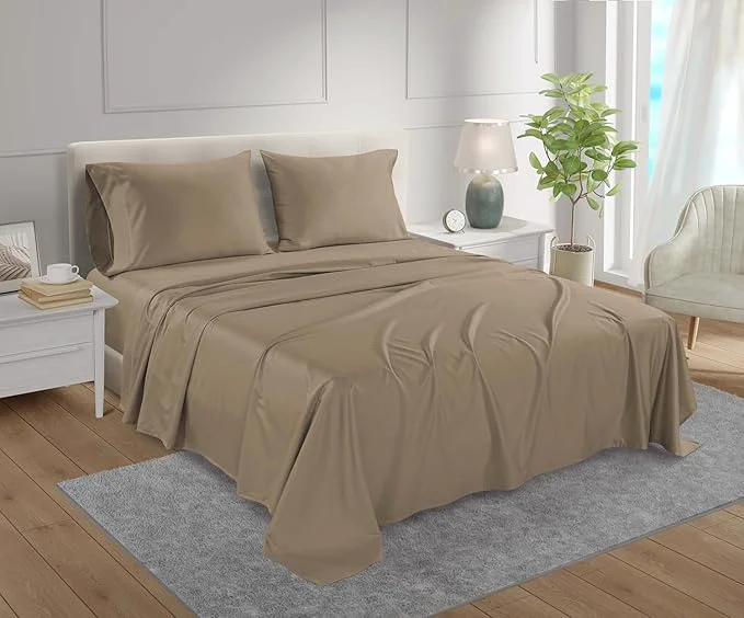 Luxury Deep Pocket Queen Sheets set Cotton Sheets Queen Size set 800 Thread Count Soft amp Durable 4 Piece Sheet amp Pillowcase Sets Sateen Weave Hotel Sheet 15 quot Deep No Pill Machine Wash – Taupe Premium