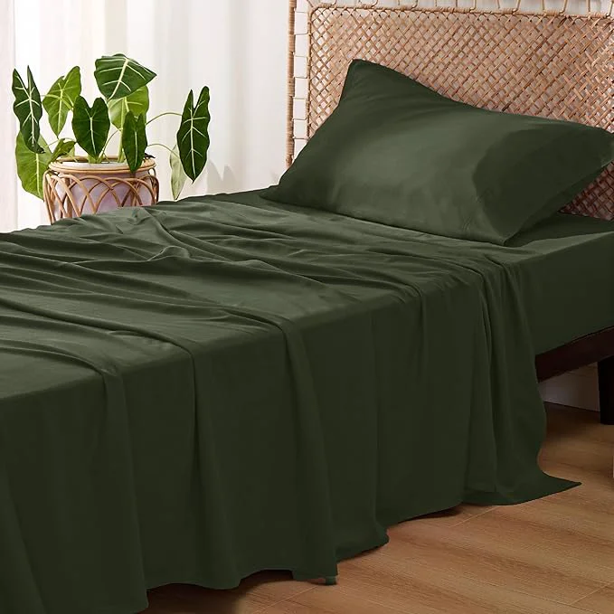 Safe Bedsure Cooling Sheets Twin Rayon Derived from Bamboo PureWoven Breathable amp Soft Twin Sheets Set Deep Pocket Up to 16 Inches Hotel Luxury Silky Bedding for Hot Sleepers Olive Green Innovative