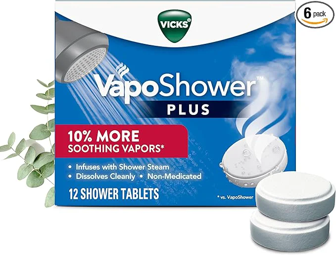 Refined Vicks VapoShower Plus Shower Steamers Eucalyptus Shower Steamer Menthol Detailed