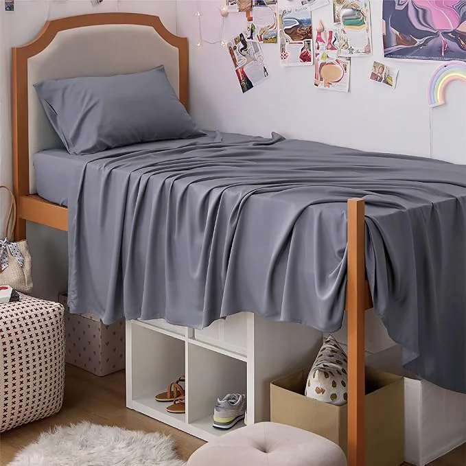 Long-Lasting Bedsure Cooling Sheets Twin XL Rayon Derived from Bamboo PureWoven Breathable amp Soft Twin XL Sheet Sets Deep Pocket Up to 16 quot Hotel Luxury Silky Dorm Bedding for Hot Sleepers Dark Grey Classic