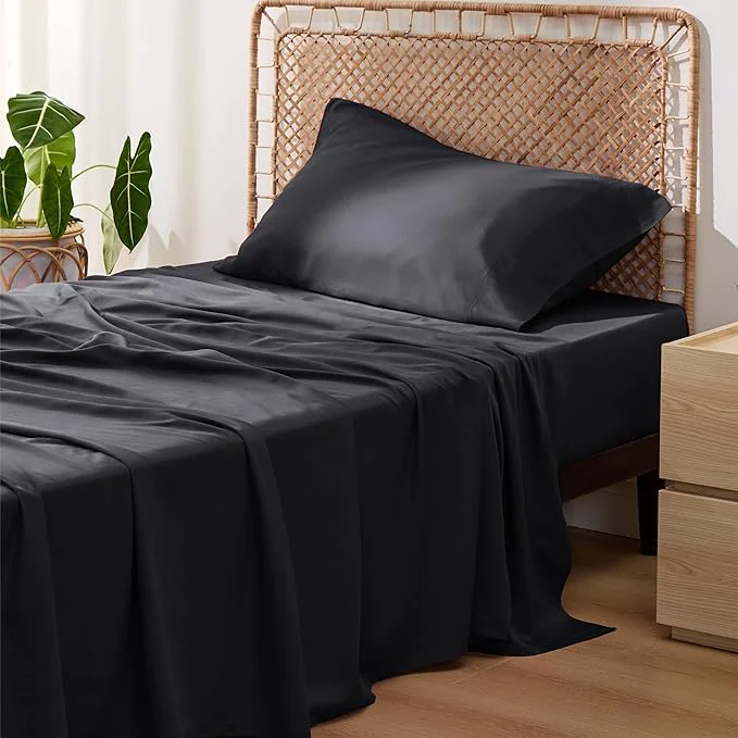 Fine Crafted Bedsure Cooling Sheets Twin Rayon Derived from Bamboo PureWoven Breathable amp Soft Twin Sheets Set Deep Pocket Up to 16 Inches Hotel Luxury Silky Bedding for Hot Sleepers Black Functional