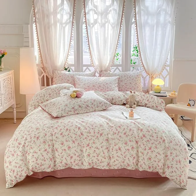 User-Friendly VM VOUGEMARKET Girls Comforter Set Twin Pink Flower Bedding Set Teen Girls Tiny Floral Comforter with 2 Pillowcases 3pcs Twin XL -AA Version Crafted