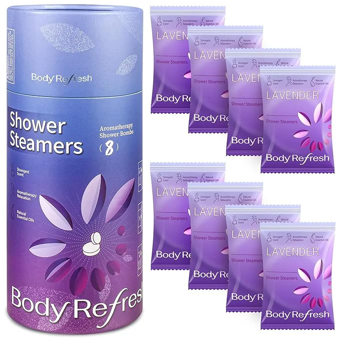Organic BodyRefresh Lavender Shower Steamers Aromatherapy 8 Pack Casual