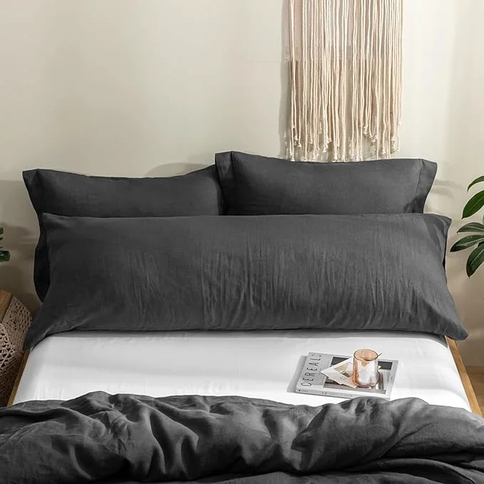 Casual Simple amp Opulence Body Pillow Cover 20 quot x 54 quot Pure Linen Ultra Soft and Breathable Body Pillowcase with Envelope Closure for Adults Charcoal Grey Premium