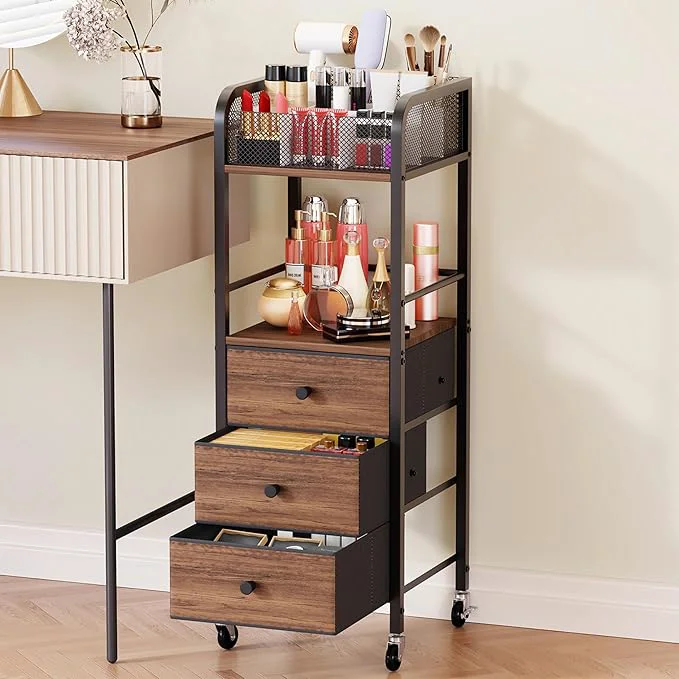 Easy-to-Use HapiRm Rolling Makeup Cart Organizer Soft