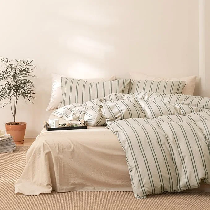 Pure VM VOUGEMARKET Striped Comforter Set Full Teen Boys Striped Bedding Comforter with 2 Pillowcases Simple Modern Lightweight Comforter Set Clean