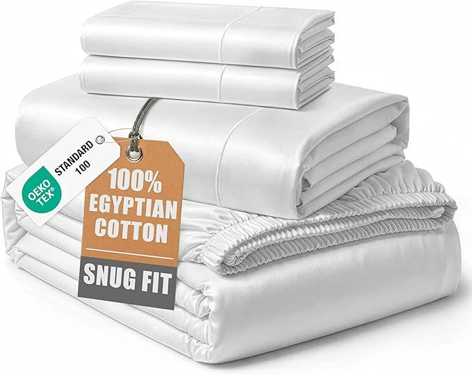 Effective Egyptian Cotton Sheets King Size – Naturally Cooling amp Breathable 4 Piece Silky Sateen Weave King Size Sheets Set Ultra-Soft amp Durable Hotel Luxury Sheets with 15 quot Snug Fit Deep Pockets – White Proven