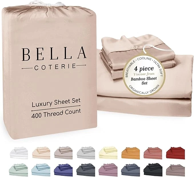 Unique Bella Coterie Luxury Bamboo Viscose Full Size Sheet Set Organically Grown Ultra Soft Cooling for Hot Sleepers 18 quot Deep Pocket Dusty Rose Modern