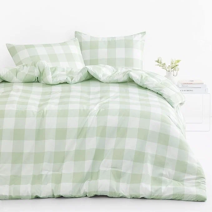 Environmentally Friendly Wake In Cloud – Gingham Comforter Set Plaid Buffalo Check Checkered Cottagecore Cute Geometric Soft Lightweight Bedding 3 Pieces Sage Green Twin Twin XL Size Professional
