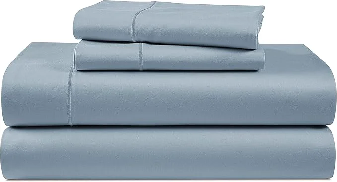 Classic Egyptian Cotton Queen Size Sheet Set – Naturally Breathable amp Durable Winter Comfort Ultra-Soft Hotel Luxury Comfort with 15 quot Deep Pocket Queen Sheets Silky Sateen Weave – French Blue Refined