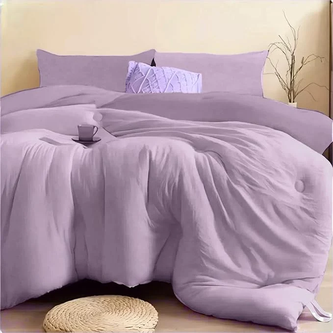 Environmentally Friendly SDIII 3PCS Purple Twin Comforter Set with 2 Pillowcases Brushed Microfiber Lavender Purple Comforter Twin Lightweight Bedding Set All Season Certified