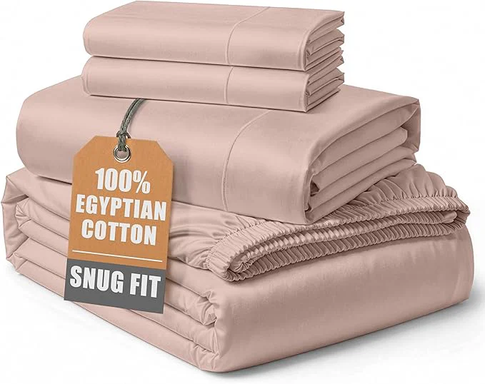 High-Quality LANE LINEN Luxury Egyptian Cotton Bed Sheets Full Size Fully Elasticized Reinforced 15 Inch Extra Deep Pocket Full Sheets Soft amp Comfy Sateen Weave for Silky Finish – Sepia Rose Unique