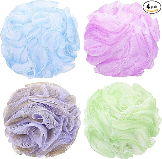 Flexible Tmax 4 Pack Bath Sponge Pouf Shower Loofah Body Scrubber Exfoliator Versatile