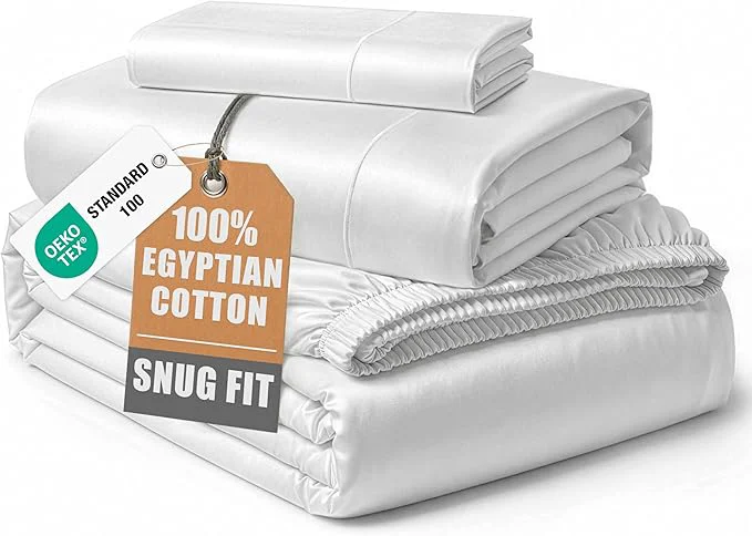 Sophisticated LANE LINEN Egyptian Cotton Twin Sheets Set Soft amp Comfy Luxury Hotel Style Thick Cotton Twin Bed Sheet Set Fully Elasticized Reinforsed Seams No Pill Natural Cooling White Sheets Refined