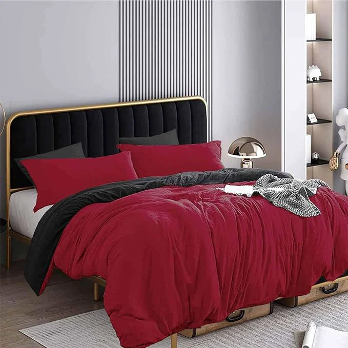 Sophisticated ETDIFFE Black Red Queen Size Comforter Set 3 Piece Soft Bedding Set – Lightweight All Season Microfiber Down Bed Comforter with 2 Pillow Shams for Women Men Selected