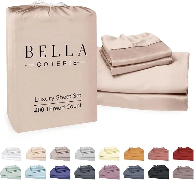 Dependable Bella Coterie Luxury Bamboo Viscose Cal King Size Sheet Set Organically Grown Ultra Soft Cooling for Hot Sleepers 18 quot Deep Pocket Dusty Rose Official