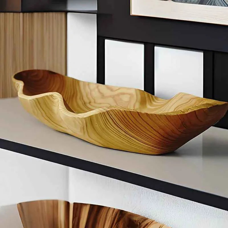 Comfortable Elegant Solid Wood Tray – for Fruits Snacks and Keys I for Kitchen and Dining Room Decor Fruit Bowl Storage Tray Minimalist Design Rustic Decor Decorative Bowl Interior Decorators Pure