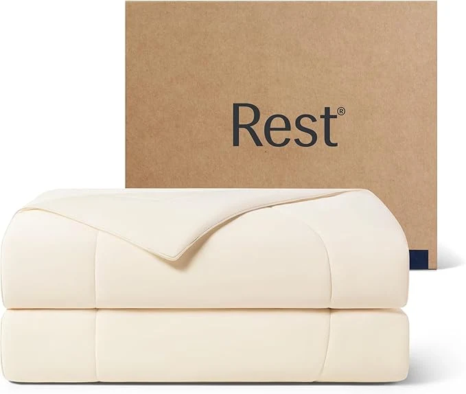 Expertly Made REST® Evercool® Cooling Comforter Twin Twin XL Blanket for Hot Sleepers All Season Bedding to Keep Cool for Night Sweats Breathable Lightweight Blanket 68 quot x90 quot Inches Snow Ivory Secure