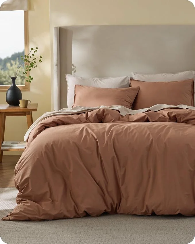 High-Grade Bedsure Cotton Duvet Cover Queen – Luxury Slub Weave Cotton Duvet Cover Set PureWoven Bedding Set with a Linen Like Textured Easy Change Mocha Mousse 90 quot x 90 quot Proven