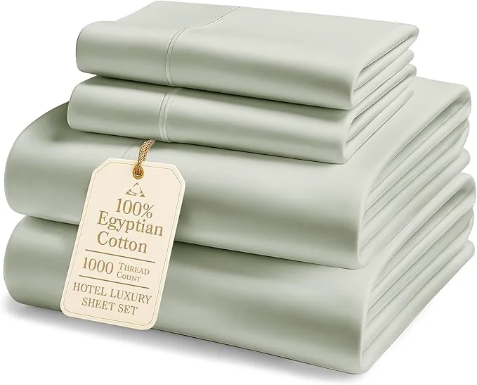Verified Egyptian Cotton Queen Bed Sheet Set – 1000 Thread Count 4 Piece Queen Sheets Set Breathable amp Fade Resistant Silky Sateen Weave Ultra-Soft Hotel Luxury Bedding with 15 quot Deep Pocket – Mineral Efficient