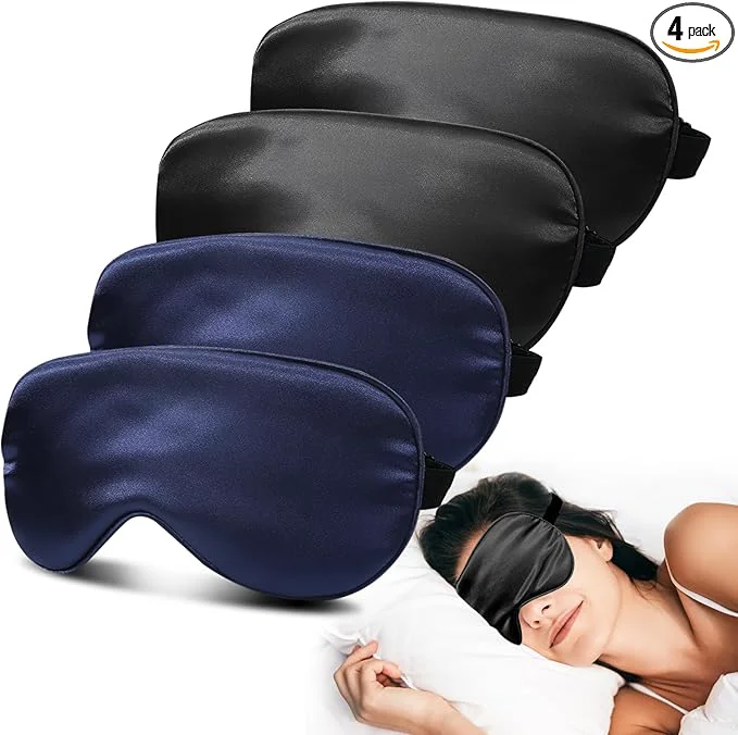 Smart 4 Pack Silky Sleep Masks for Women Men JroyJoy Blackout and Super Soft Effective