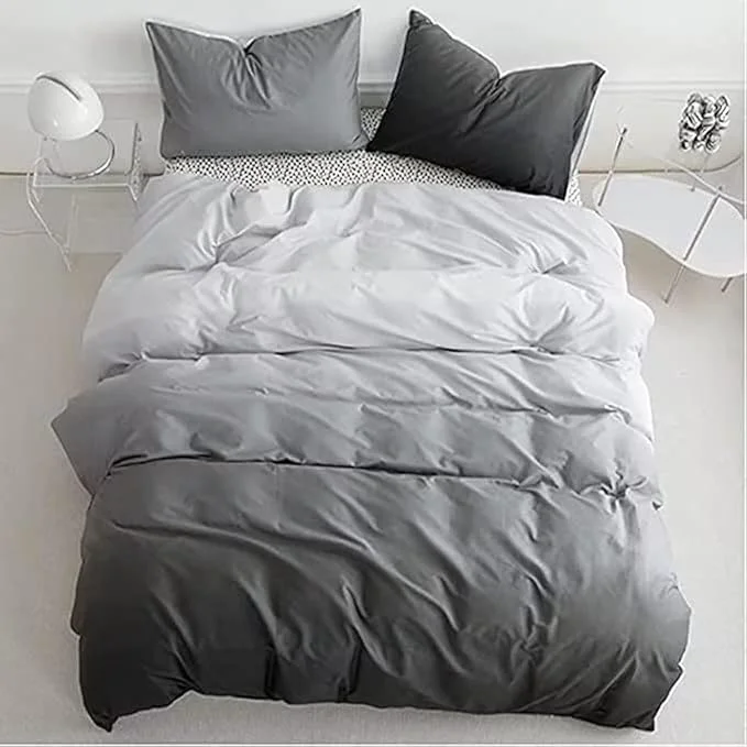Specialty Houseri Grey Comforter Set Twin Gradient White and Gray Bedding 3 Piece Boys Girls Kids Aesthetic Silver Grey Bed Comforters Sets Dark Light Gray Art Style Preppy Dorm Quilts Blankets Twin Elite