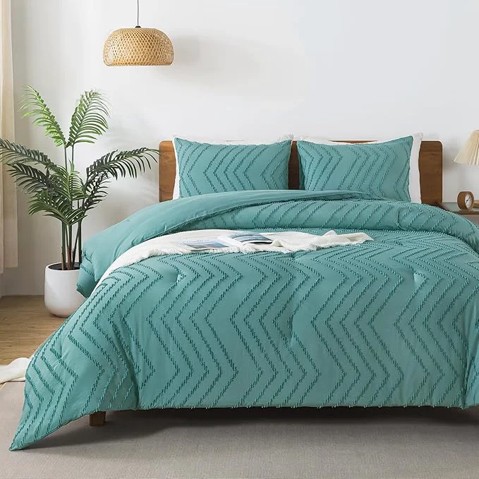 Eco-Friendly Andency Grayish Teal Twin Twin XL Comforter Set Twin Bed Comforter for College Dorm Girls Boys Kids Boho Soft Warm Cute Comforter 2 Pieces Aesthetic Chevron Bohemian Bedding Set Functional