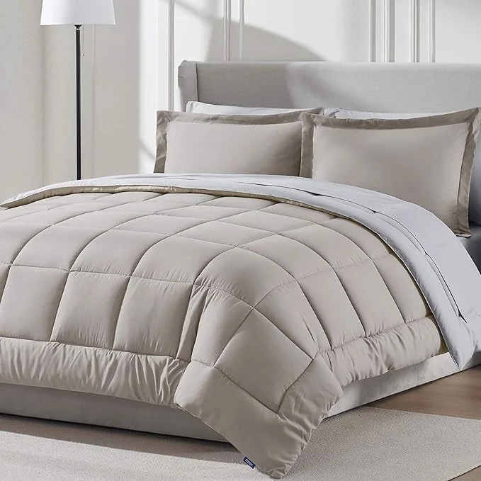 User-Friendly Nestl 7 Piece California King Comforter Set – Linen Reversible Bed in a Bag – Complete Cal King Size Bedding Set with Sheets Pillowcases and Shams Artisan
