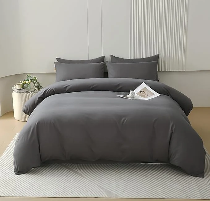 Refined Houseri Dark Grey Comforter Set – Full Size Deep Comforter Quilt for Teen Boys amp Girls – Minimalist Soft Solid Grey Bed Blanket Original Design