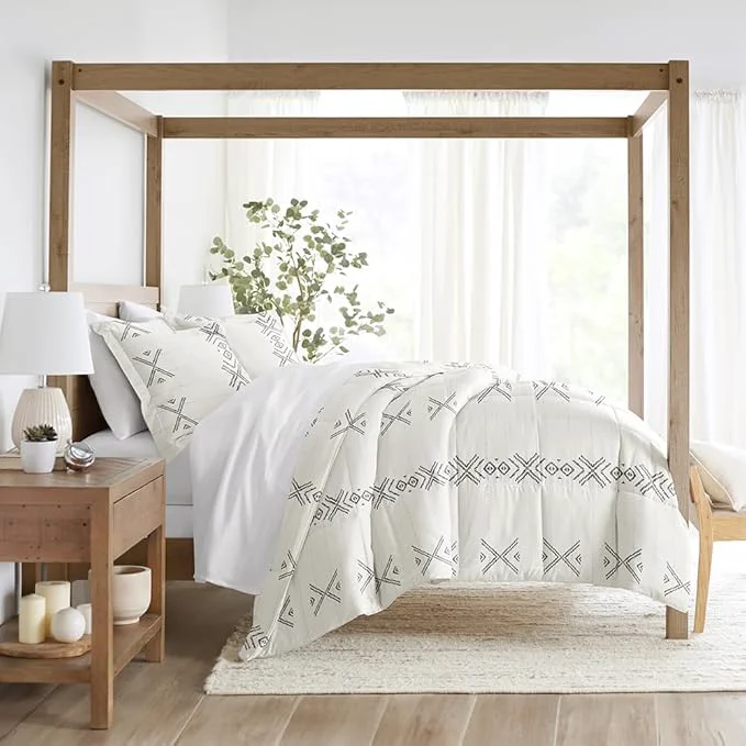 Reliable LINENS amp HUTCH Comforter Set Patterned Microfiber All Season Down- Ultra Soft Bedding in Urban Stitch – King Cal-King Urban Stitch Gray Genuine