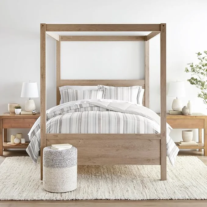 Flexible LINENS amp HUTCH Comforter Set Patterned Microfiber All Season Down- Ultra Soft Bedding in Vertical Stripe – Twin TwinXL Vertical Stripe Dune Carefully Designed
