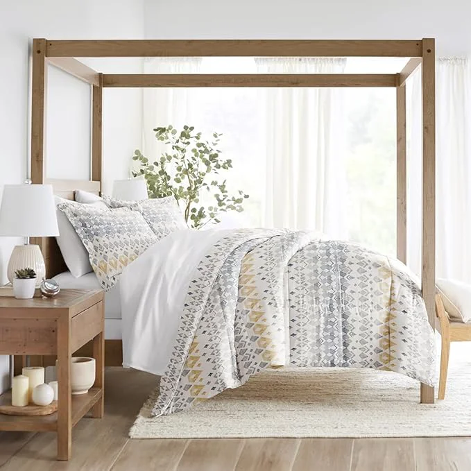 Elite LINENS amp HUTCH Comforter Set Patterned Microfiber All Season Down- Ultra Soft Bedding in Mayan Stamp – King Cal-King Mayan Stamp Gray Carefully Designed