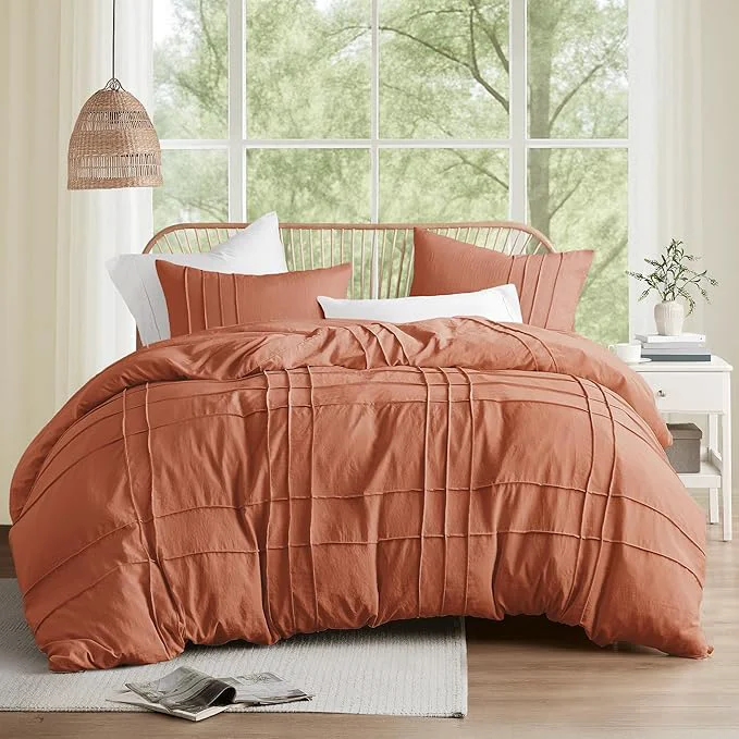 Functional Comfort Spaces Clay Cal King Size Comforter Set – 3 Pieces Pintuck Pleated Bedding Sets All Season Lightweight Extra Softness Pre-Washed Microfiber Cal King Bed Set Shams Cal King Official