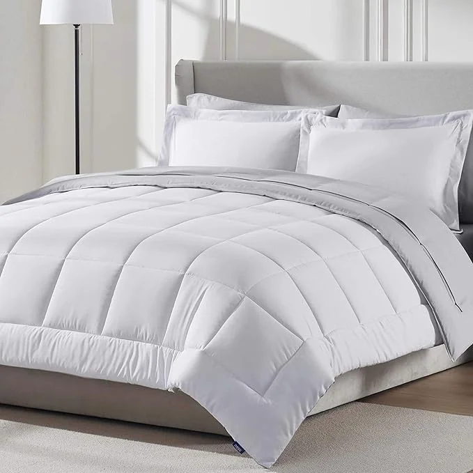 Convenient Nestl 7 Piece California King Comforter Set – White Reversible Bed in a Bag – Complete Cal King Size Bedding Set with Sheets Pillowcases and Shams Proven