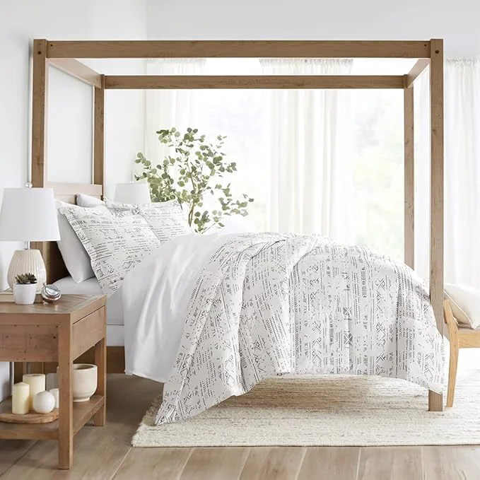 Functional LINENS amp HUTCH Comforter Set Patterned Microfiber All Season Down- Ultra Soft Bedding in Distressed Field – Twin TwinXL Distressed Field Light Gray Green