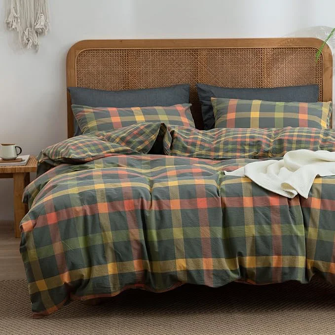 Stylish VM VOUGEMARKET Twin XL Comforter Set Modern Style Plaid Comforter Set Teen Boys Geometric Grid Bedding Comforter Set for All Seasons-68 x90 Detailed