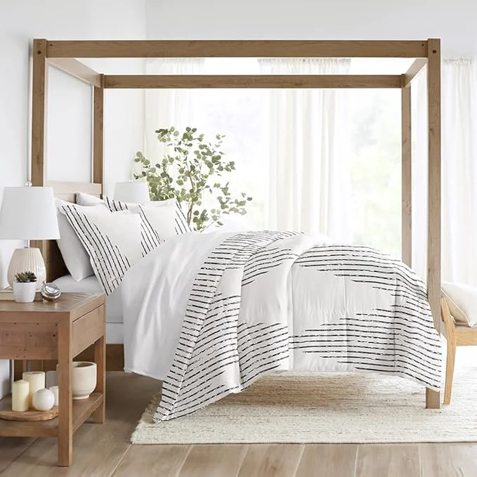 Carefully Designed LINENS amp HUTCH Comforter Set Patterned Microfiber All Season Down- Ultra Soft Bedding in Diamond Stripe – Full Queen Diamond Stripe Gray Original Design