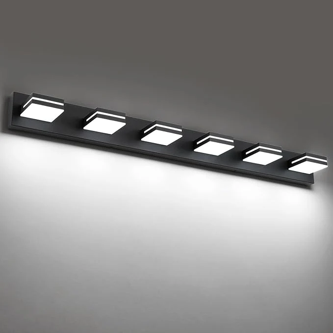 Elegant SineRise LED Modern Bathroom Vanity Light Fixtures Matte Black Modern Acrylic Organic