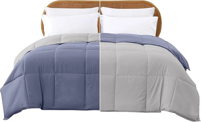 Classic Modern Threads Down Reversible Comforter Deep Blue Silver King High-Grade