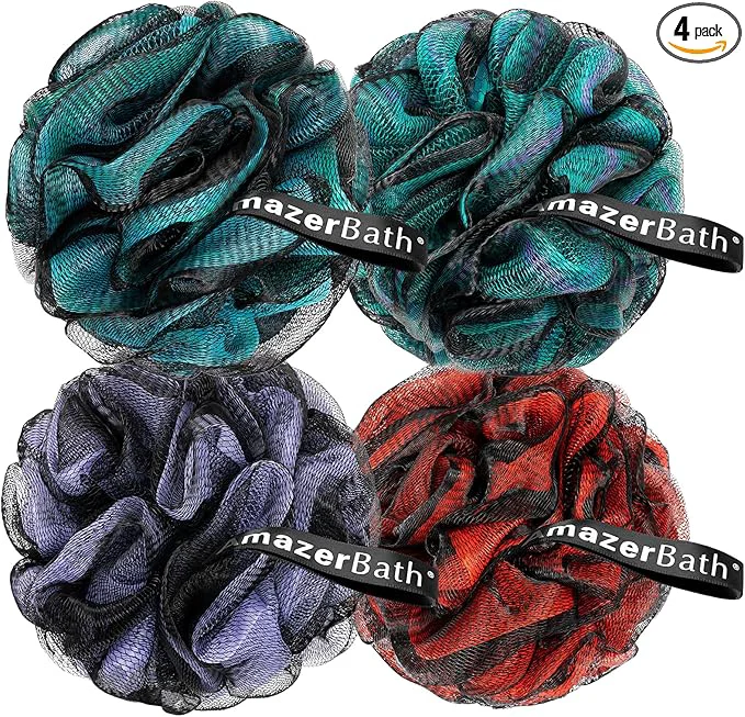 Secure AmazerBath Charcoal Loofah Sponge Shower Loofah 60g PCS Dependable