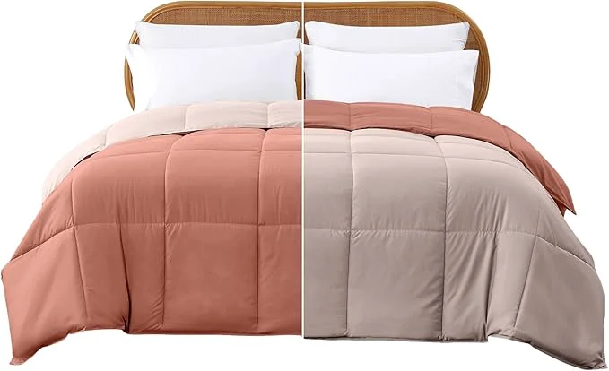Fashionable Modern Threads Down Reversible Comforter Dark Rose Pink Twin Classic