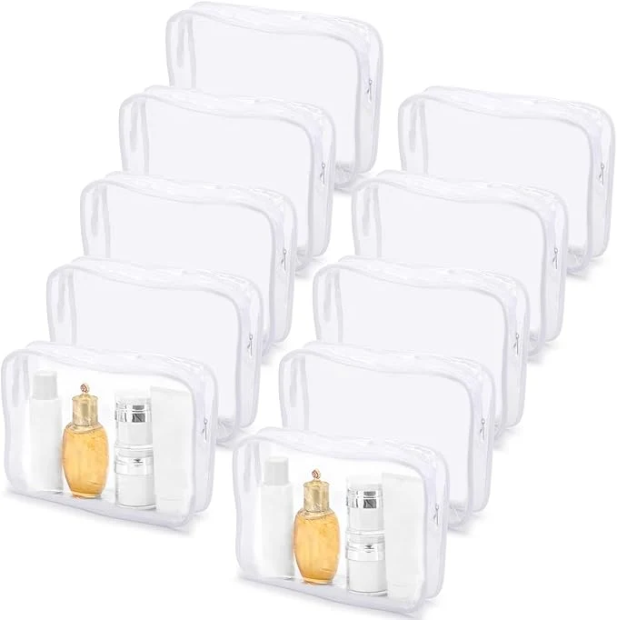 Long-Lasting Tmax 10 Pack Clear Cosmetic Bags Makeup Bags Portable Waterproof TSA Unique