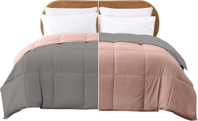 Natural Modern Threads Down Reversible Comforter Charcoal Gray Blush Queen Versatile