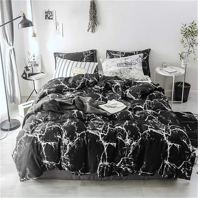 Contemporary Cottonight Black Marble Comforter Set California King Black and White Bedding Comforter Sets Modern Cotton Abstract Gothic Blanket Quilts Bedding Comforter Set for Women Men Adults Teens Cal King Bed Verified